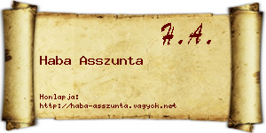 Haba Asszunta névjegykártya